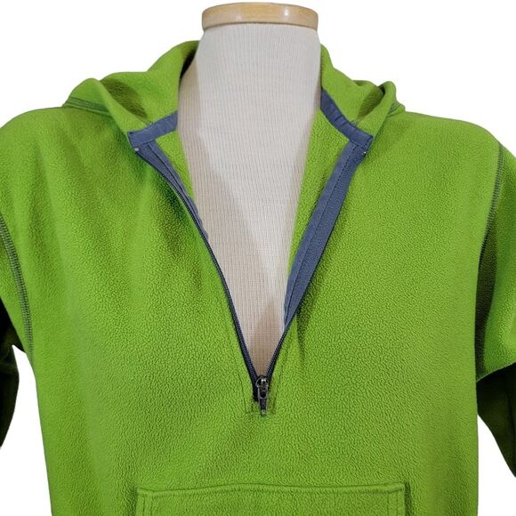 PATAGONIA Lime Green Pullover 1/4 Zip Hooded Fleece size Kids L - Picture 4 of 7